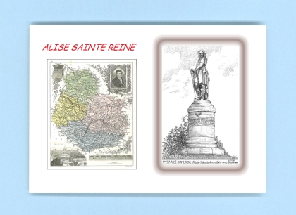 Cartes Postales impression Noir avec dpartement sur la ville de ALISE STE REINE Titre : alesia statue de vercingetorix