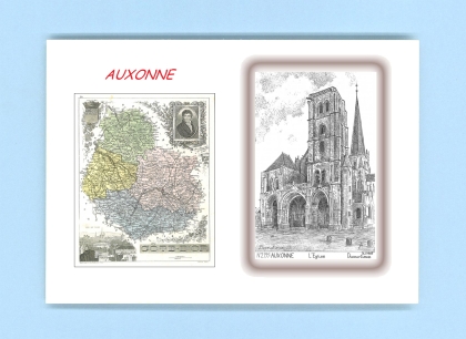 Cartes Postales impression Noir avec dpartement sur la ville de AUXONNE Titre : l eglise