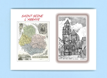 Cartes Postales impression Noir avec dpartement sur la ville de ST SEINE L ABBAYE Titre : eglise abbatiale