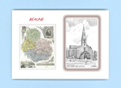 Cartes Postales impression Noir avec dpartement sur la ville de BEAUNE Titre : eglise st nicolas