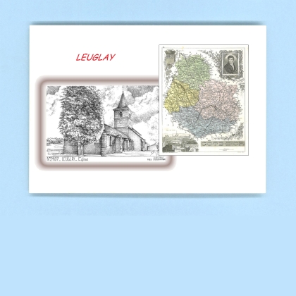 Cartes Postales impression Noir avec dpartement sur la ville de LEUGLAY Titre : eglise