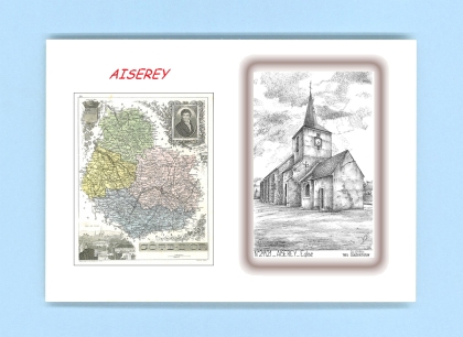 Cartes Postales impression Noir avec dpartement sur la ville de AISEREY Titre : eglise