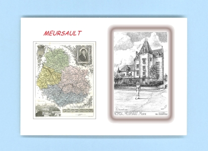 Cartes Postales impression Noir avec dpartement sur la ville de MEURSAULT Titre : mairie