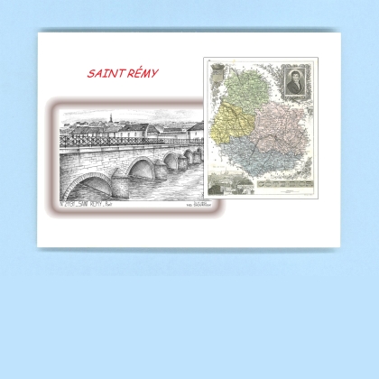 Cartes Postales impression Noir avec dpartement sur la ville de ST REMY Titre : pont