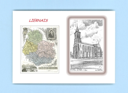 Cartes Postales impression Noir avec dpartement sur la ville de LIERNAIS Titre : eglise