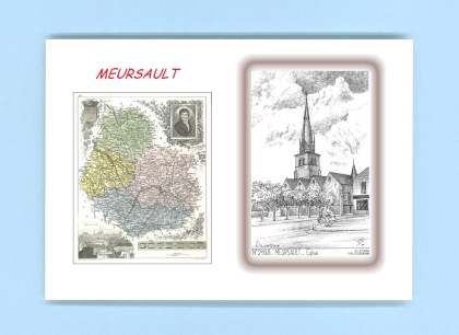 Cartes Postales impression Noir avec dpartement sur la ville de MEURSAULT Titre : eglise