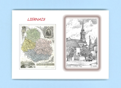 Cartes Postales impression Noir avec dpartement sur la ville de LIERNAIS Titre : place