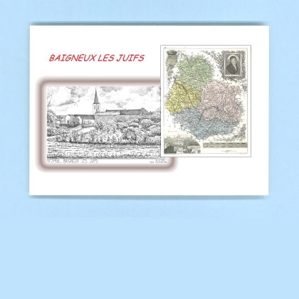 Cartes Postales impression Noir avec dpartement sur la ville de BAIGNEUX LES JUIFS Titre : vue