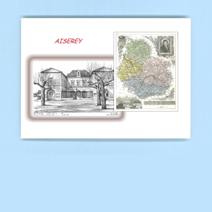 Cartes Postales impression Noir avec dpartement sur la ville de AISEREY Titre : mairie