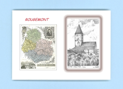 Cartes Postales impression Noir avec dpartement sur la ville de ROUGEMONT Titre : eglise