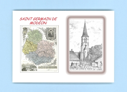 Cartes Postales impression Noir avec dpartement sur la ville de ST GERMAIN DE MODEON Titre : eglise