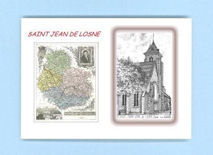 Cartes Postales impression Noir avec dpartement sur la ville de ST JEAN DE LOSNE Titre : eglise