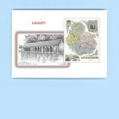 Cartes Postales impression Noir avec dpartement sur la ville de VANVEY Titre : lavoir