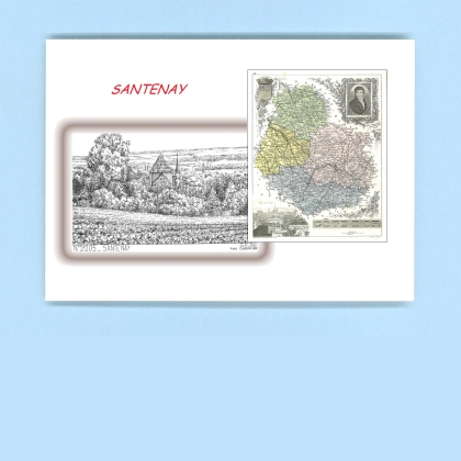 Cartes Postales impression Noir avec dpartement sur la ville de SANTENAY Titre : vue