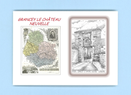 Cartes Postales impression Noir avec dpartement sur la ville de GRANCEY LE CHATEAU NEUVELLE Titre : vieille porte