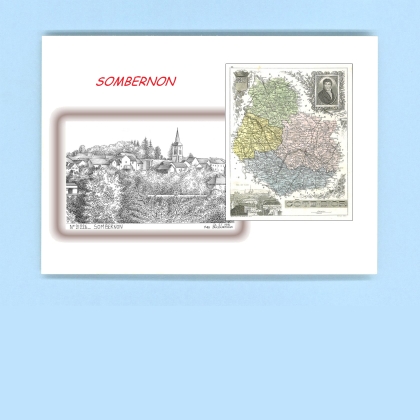 Cartes Postales impression Noir avec dpartement sur la ville de SOMBERNON Titre : vue