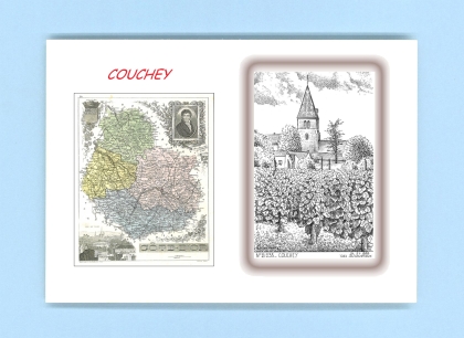 Cartes Postales impression Noir avec dpartement sur la ville de COUCHEY Titre : vue