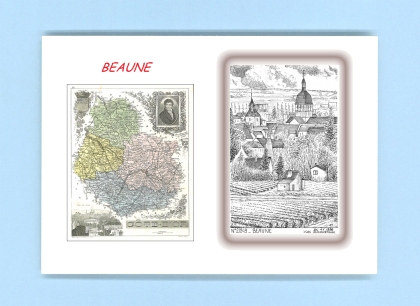 Cartes Postales impression Noir avec dpartement sur la ville de BEAUNE Titre : vue