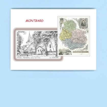 Cartes Postales impression Noir avec dpartement sur la ville de MONTBARD Titre : eglise st urse