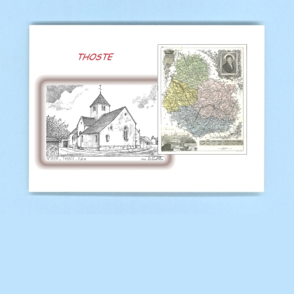 Cartes Postales impression Noir avec dpartement sur la ville de THOSTE Titre : eglise