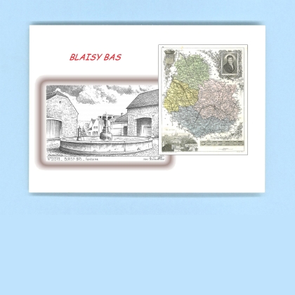 Cartes Postales impression Noir avec dpartement sur la ville de BLAISY BAS Titre : fontaine