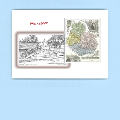 Cartes Postales impression Noir avec dpartement sur la ville de BRETIGNY Titre : lavoir