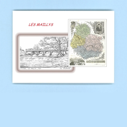 Cartes Postales impression Noir avec dpartement sur la ville de LES MAILLYS Titre : pont