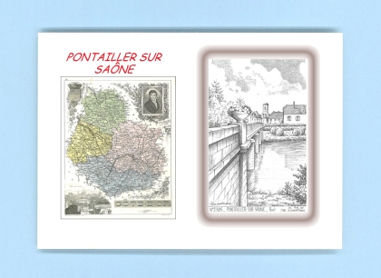 Cartes Postales impression Noir avec dpartement sur la ville de PONTAILLER SUR SAONE Titre : pont