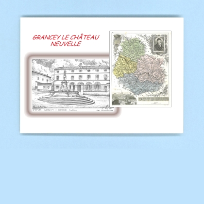 Cartes Postales impression Noir avec dpartement sur la ville de GRANCEY LE CHATEAU NEUVELLE Titre : fontaine