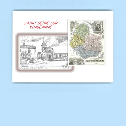 Cartes Postales impression Noir avec dpartement sur la ville de ST SEINE SUR VINGEANNE Titre : eglise