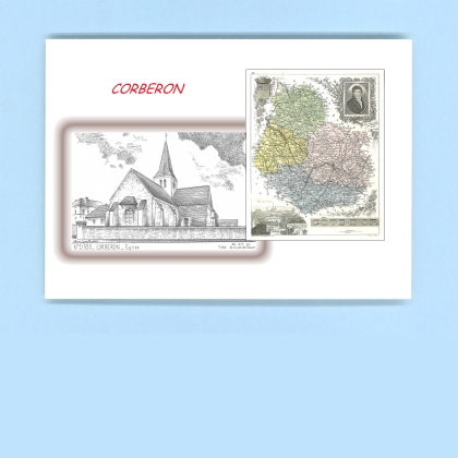 Cartes Postales impression Noir avec dpartement sur la ville de CORBERON Titre : eglise