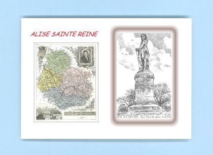 Cartes Postales impression Noir avec dpartement sur la ville de ALISE STE REINE Titre : alesia statue de vercingetorix
