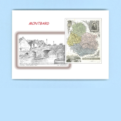 Cartes Postales impression Noir avec dpartement sur la ville de MONTBARD Titre : pont