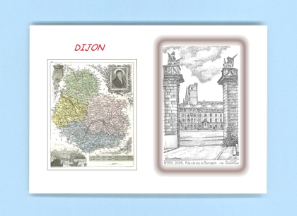 Cartes Postales impression Noir avec dpartement sur la ville de DIJON Titre : palais des ducs de bourgogne