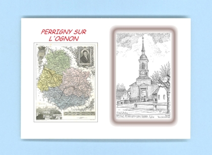 Cartes Postales impression Noir avec dpartement sur la ville de PERRIGNY SUR L OGNON Titre : eglise
