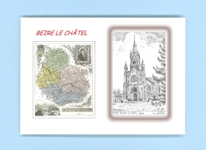 Cartes Postales impression Noir avec dpartement sur la ville de BEIRE LE CHATEL Titre : eglise