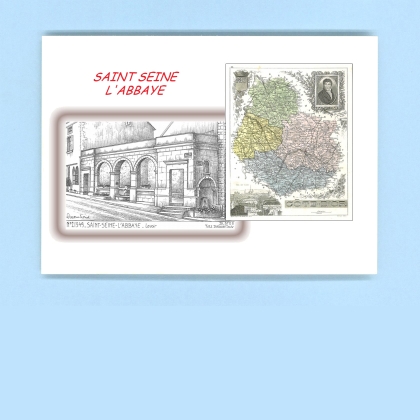 Cartes Postales impression Noir avec dpartement sur la ville de ST SEINE L ABBAYE Titre : lavoir