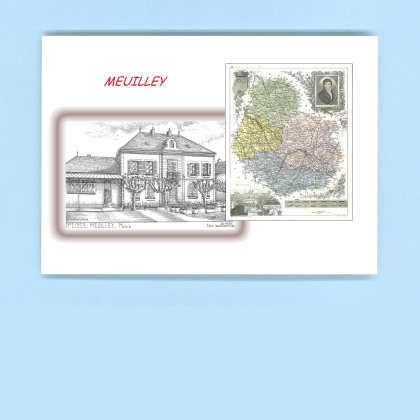 Cartes Postales impression Noir avec dpartement sur la ville de MEUILLEY Titre : mairie