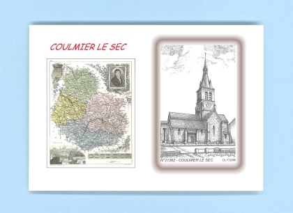 Cartes Postales impression Noir avec dpartement sur la ville de COULMIER LE SEC Titre : eglise