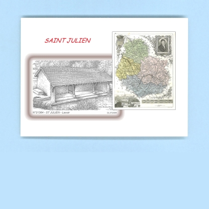 Cartes Postales impression Noir avec dpartement sur la ville de ST JULIEN Titre : lavoir