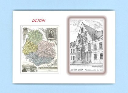 Cartes Postales impression Noir avec dpartement sur la ville de DIJON Titre : palais de justice