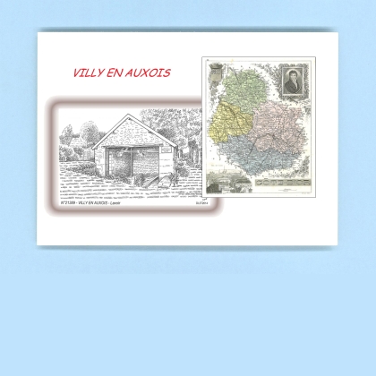 Cartes Postales impression Noir avec dpartement sur la ville de VILLY EN AUXOIS Titre : lavoir