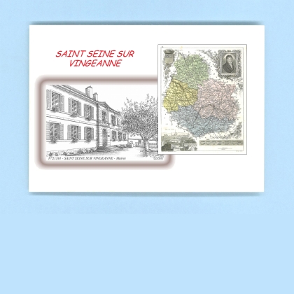 Cartes Postales impression Noir avec dpartement sur la ville de ST SEINE SUR VINGEANNE Titre : mairie
