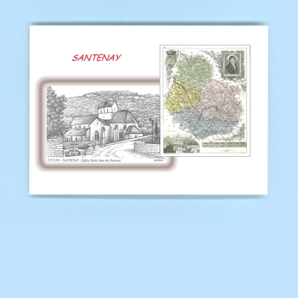 Cartes Postales impression Noir avec dpartement sur la ville de SANTENAY Titre : eglise st jean de narosse