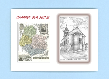 Cartes Postales impression Noir avec dpartement sur la ville de CHARREY SUR SEINE Titre : eglise
