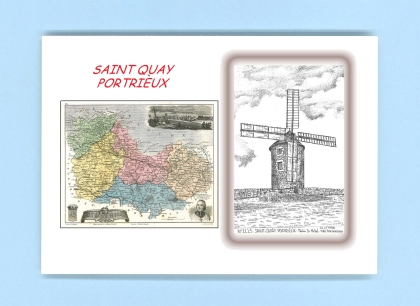 Cartes Postales impression Noir avec dpartement sur la ville de ST QUAY PORTRIEUX Titre : moulin st michel