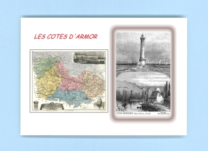 Cartes Postales impression Noir avec dpartement sur la ville de LES COTES D ARMOR Titre : departement
