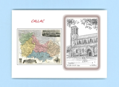 Cartes Postales impression Noir avec dpartement sur la ville de CALLAC Titre : eglise