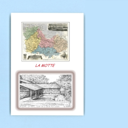Cartes Postales impression Noir avec dpartement sur la ville de LA MOTTE Titre : lavoir de la douve aux louais