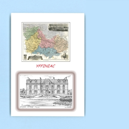 Cartes Postales impression Noir avec dpartement sur la ville de YFFINIAC Titre : mairie